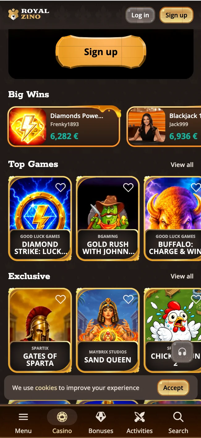 Aplikacja Royalzino Casino
